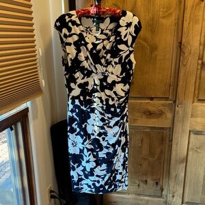 Lauren Ralph Lauren Black and White Floral Midi Dress
